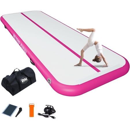 CHAMPIONPLUS Air Gymnastics Tumble Track Inflatable Tumbling Air Mats for Home Yoga Use Pink 10ft