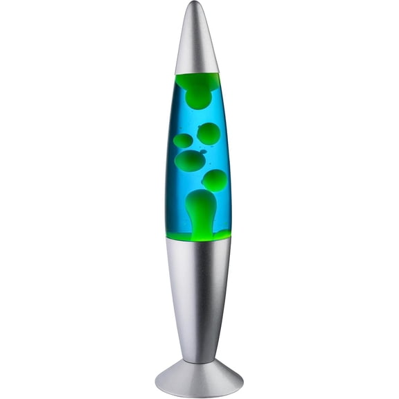 BEZALM 16-Inch Beautiful Lamp, Relaxing Night Light Nighlight Home Decor Living Room Office Bedroom Lamp for Adults, Teens, and Kids, Magma Light (16", Silver Base, Blue Liquid, Yellow Wax)
