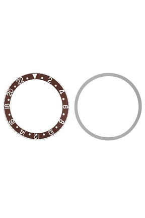 BEZEL & INSERT FOR ROLEX GMT 1670, 1675, 16750, 16753 16758 BROWN SILVER FONTS