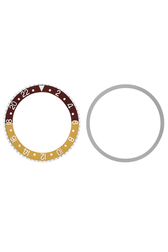 BEZEL & INSERT FOR ROLEX GMT 1670 1675 16750 16753 BROWN/GOLD SILVER FONT INSTAL