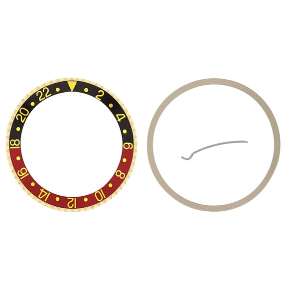 BEZEL & INSERT FOR ROLEX GMT 18KY REAL GOLD 16700 16710 16718 16713 BL/RED PEPSI
