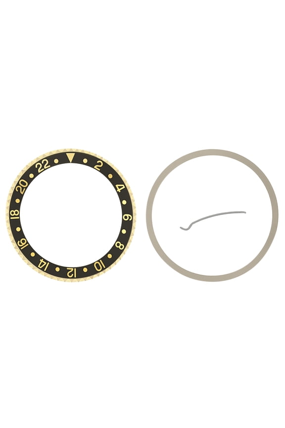 BEZEL+ INSERT FOR ROLEX GMT 18KY REAL GOLD 16700 16713 16718 16760 BLACK GOLD FT