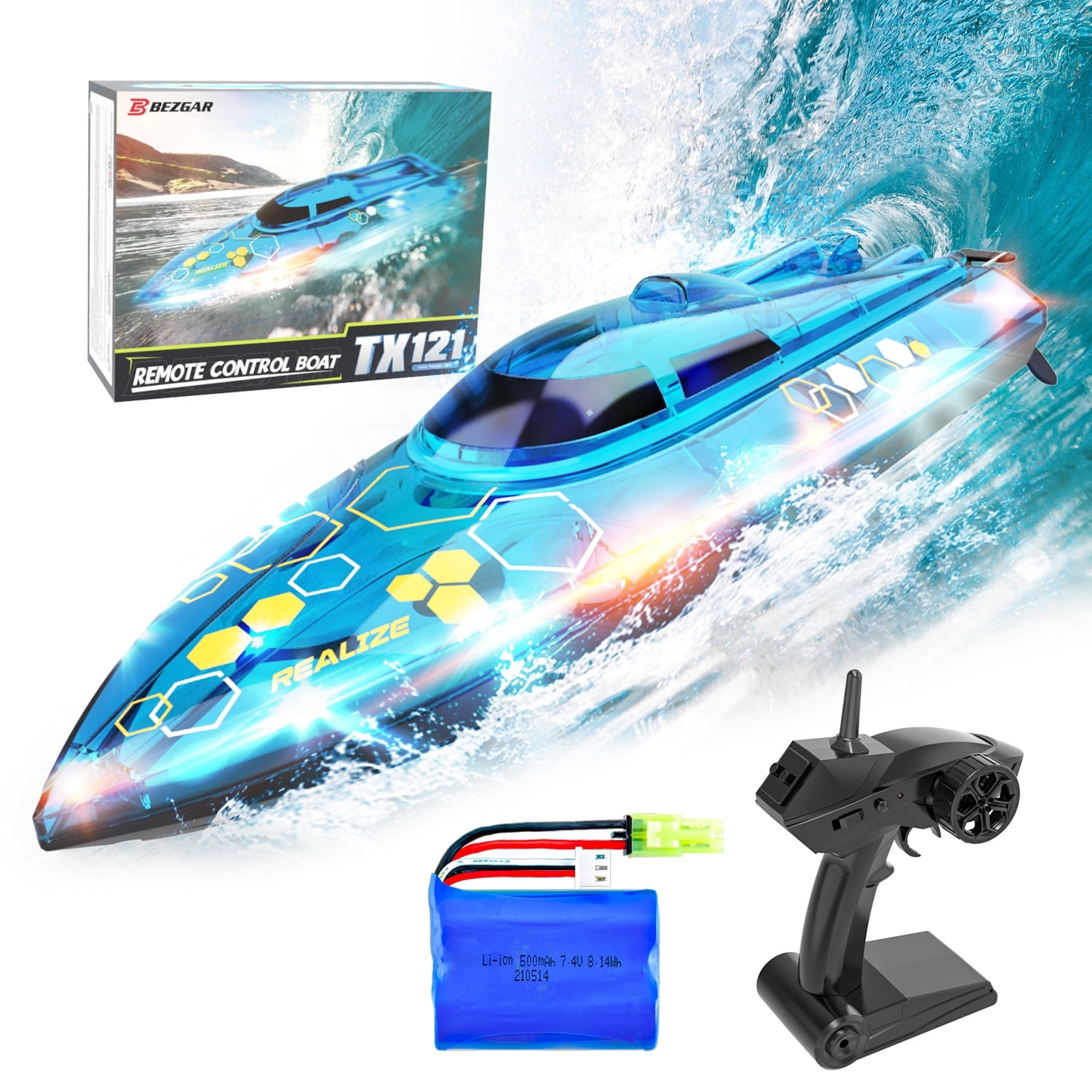 BEZGAR 14 RC Boat for Pools and Lakes, 20+MPH Remote Control Boats for  Adults Kids 8+ 