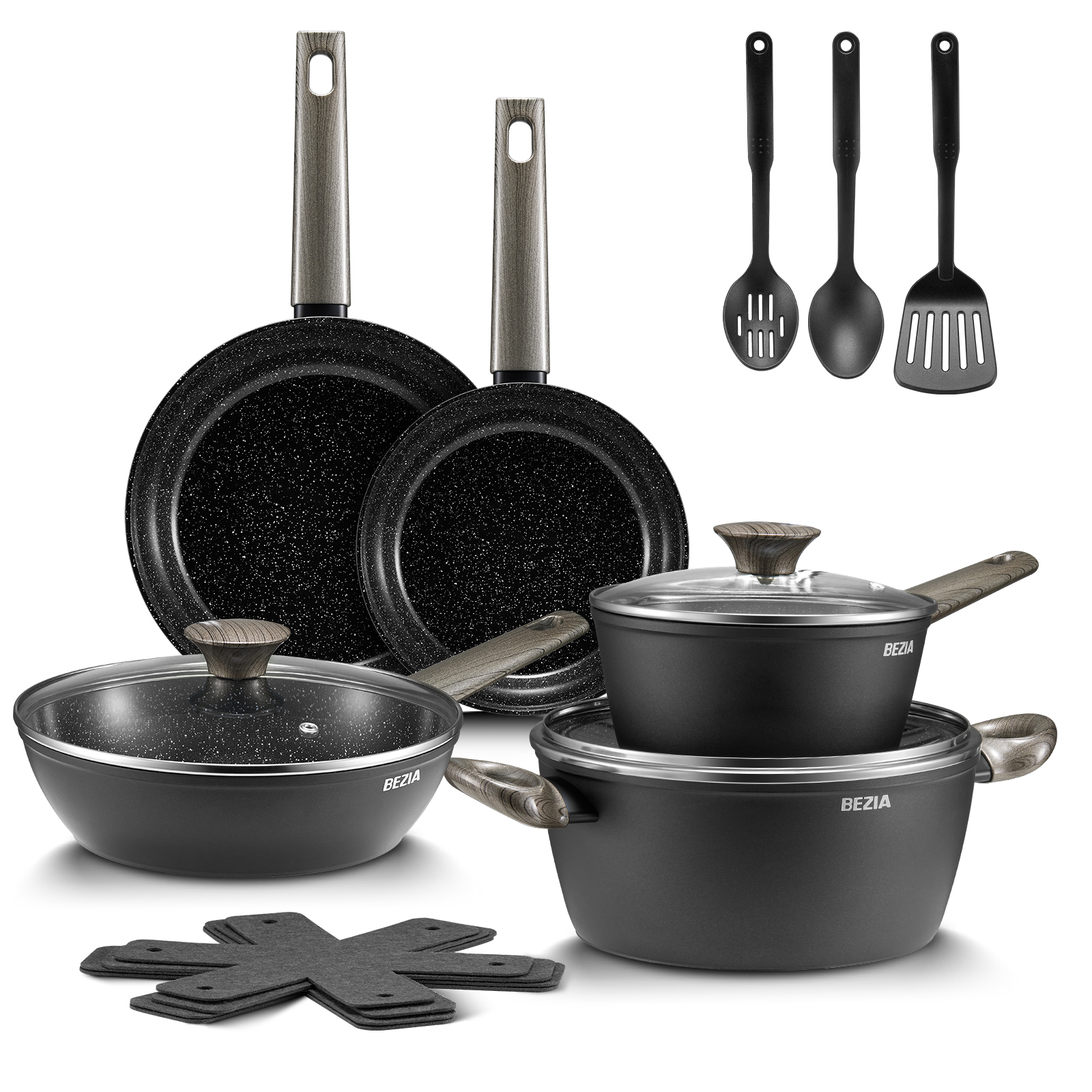 15-Piece Induction Cookware Set, Dishwasher Safe Pots and Pans, Compatible with All Stoves, Aluminum
