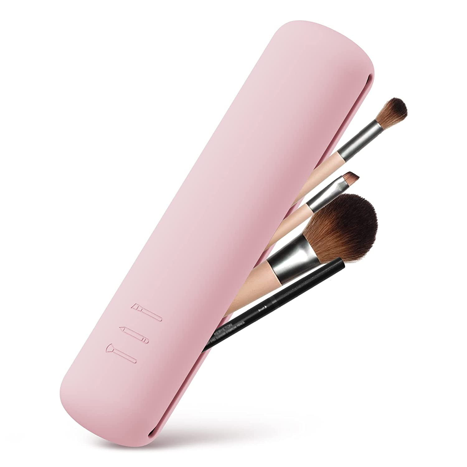 Makeup Brush Rolling Case, Foldable Pink Portable Makeup Brush Bag for  Travel Home