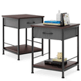 thumbnail image 1 of BEZT 2 Pcs Nightstand Bedside Sofa End Table w/Open Storage Shelf+Cloth Drawer,Cinnamon Cherry, 1 of 8