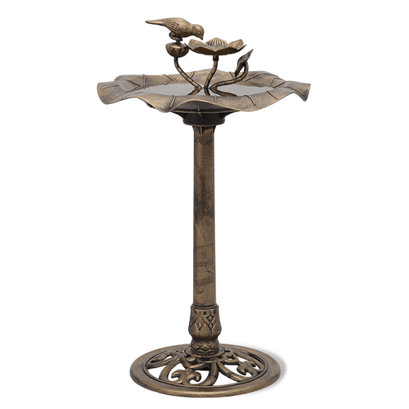 BEZT 28'' 2 Tiers Birdbath Water Fountains W/Bird Figurines Outdooror Decor,Bronze