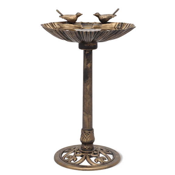 BEZT 31"Outdoor Fountain Bird Bath w/Bird Figurines Bowl Stand for Patio Decor,Bronze