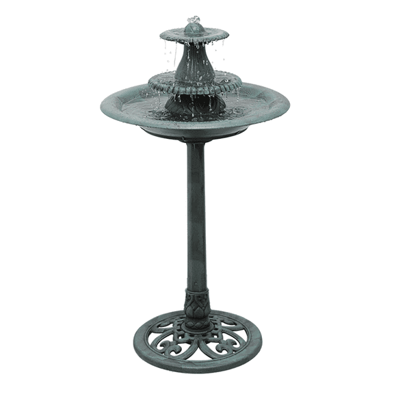BEZT 35'' 3-Tiered Pedestal Water Fountain Bird bath With Recirculating Pump,Green