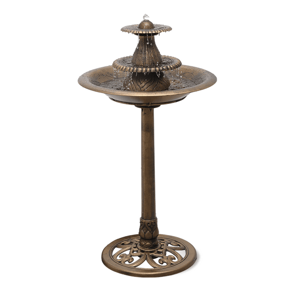 BEZT 35'' 3-Tiered Pedestal Water Fountain Birdbath With Recirculating Pump,Bronze