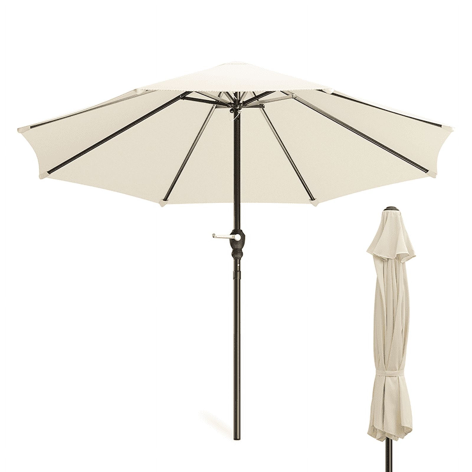 BEZT 9 ft Outdoor Market 8 Steel Ribs Umbrella Poolside Table Sun Shade w/Crank,Beige