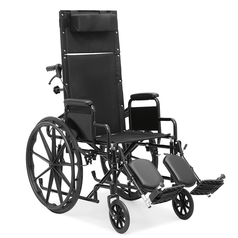 Bezt Reclining Manual Wheelchair with Foldable Frame, Detachable Armrests, Black, 300 lb Capacity