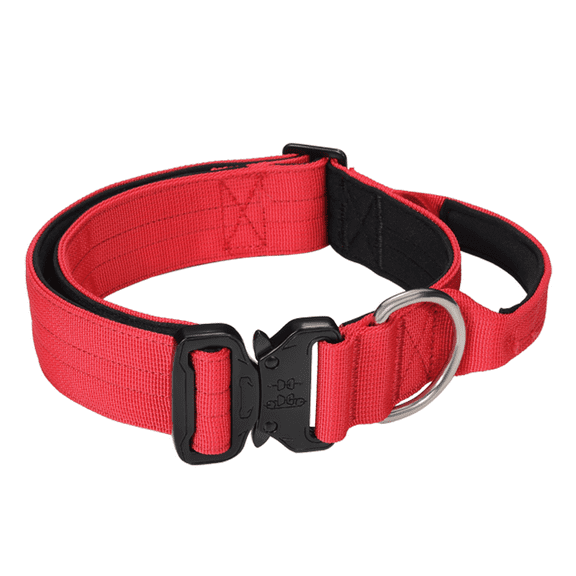 BEZT Red Reflective Nylon Dog Collar w/ Handle Adjustable Soft Comfortable Puppy Neck