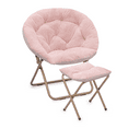 thumbnail image 1 of Bezt Fuzzy Foldable Faux Fur Saucer Chair with Metal Frame, Cozy Oversized Padded Moon Chair, Pink, 1 of 4