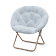 thumbnail image 1 of BEZT Round Folding Faux Fur Saucer Chair for Bedroom Living Room Dorm Garden Courtyard Foldable Metal Frame Oversized Large Comfy Furry Padded Soft Lounge Lazy Cozy Moon Chair for Adults (Blue), 1 of 4