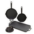 thumbnail image 1 of Bobby Flay by GreenPan – 4-Piece Pre-Seasoned Cast Iron Skillet Cookware Set, Black, 1 of 13