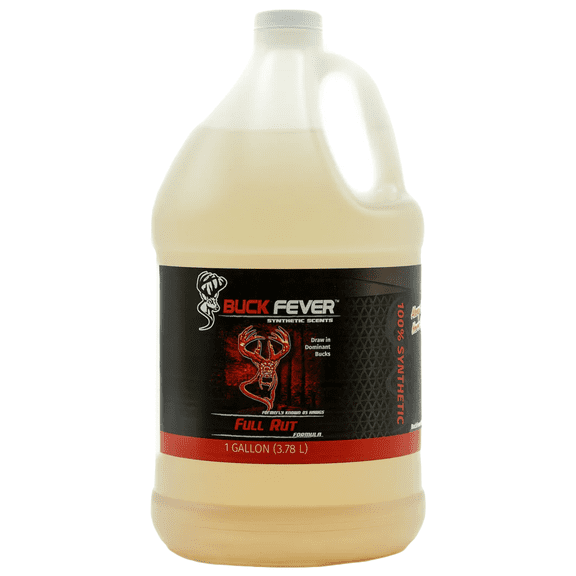 Buck Fever Full Buck Rut Scent (1 Gallon) - Blacktail, Mule, Whitetail Deer Attractant  Non-Spoiling Synthetic Deer Scent for Mock Scrapes and Ground Scrapes  All Season Dominant Buck Hunting Scent