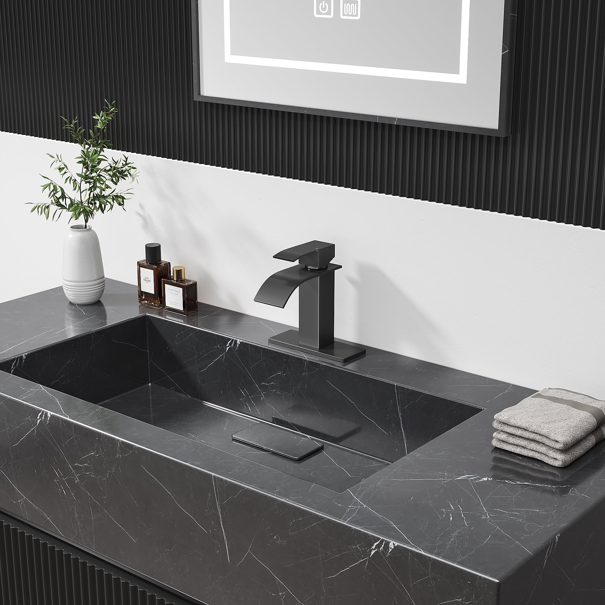 Bothwa Home BF-KTDP1301-MB 6-Inch Harlow Single Handle Bathroom Sink Faucet in Matte Black Finish