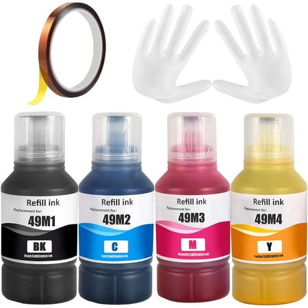 z T49M Sublimation Ink Refilled Bottles Compatible for F170 F570 Printer T49M1 T49M2 T49M3 T49M4 (ICC-Free/Anti-UV, 4x140ML)
