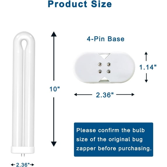 BF190 Replacement Bulb Compatible with Flowtron BK-40D Bug Zapper, 10 Inch FUL32T8/BL U Type Replacement Light Bulb for 32W Outdoor Electronic Insect Mosquito Killer, 2 Pack