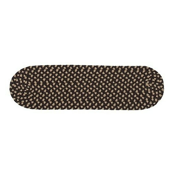 Set of 13 Brown and Beige Handmade Braided Stair Tread Rug 28"
