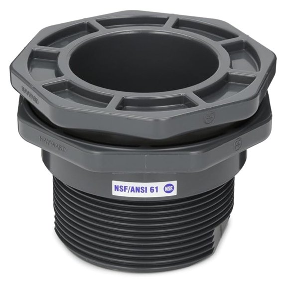 BFA1030CES 3-Inch Gray PVC Socket by Thread BFA Series Bulkhead Fitting with EPDM Standard Flange Gasket