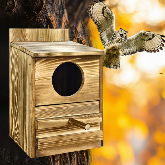 BFANGB Spacious Owl Nesting Box Screech Owl House Crafted from Wood Wildlife Bird House Easy to Hang for Safe Nesting and Natural Habitat Support