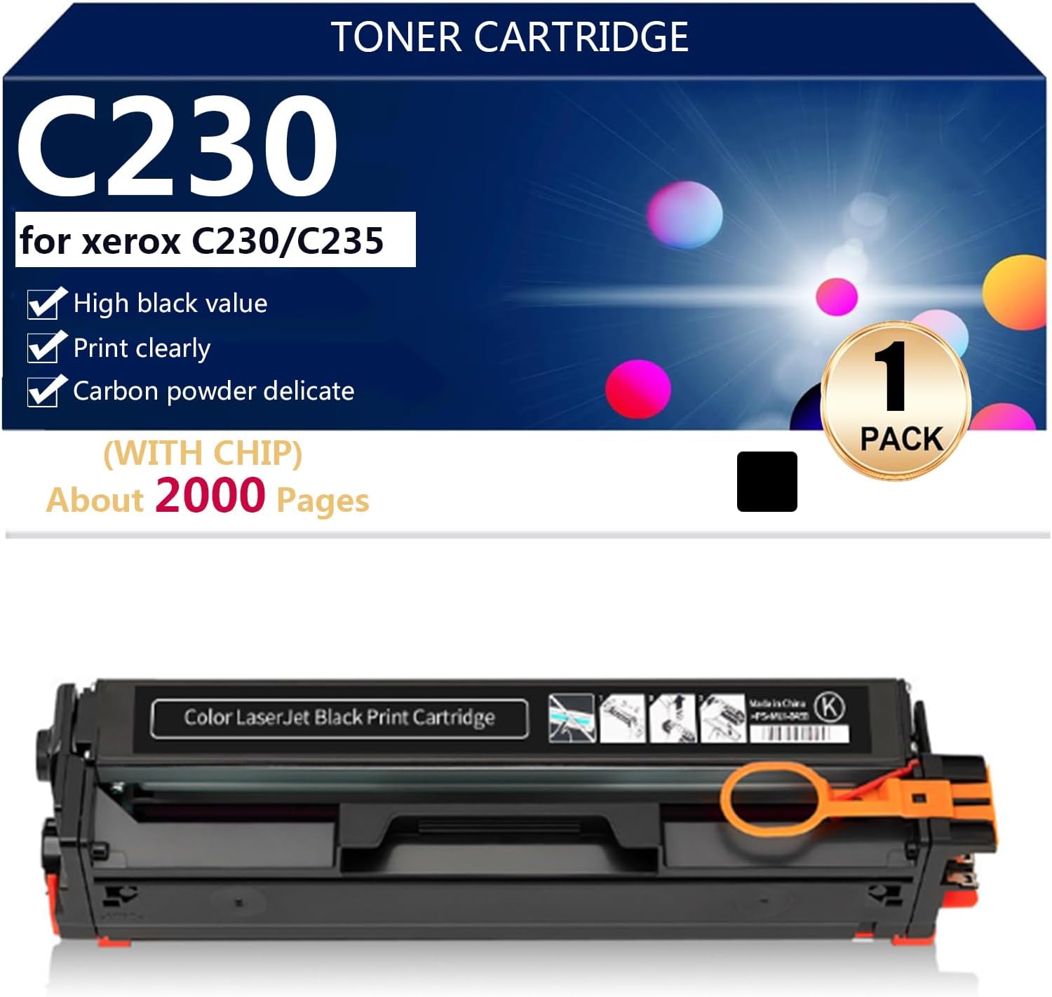 Cartouches Toner Compatibles C230 Pour Xerox C230/C235 - 2000 Pages, Noir Haute Qualité, Sans Puce