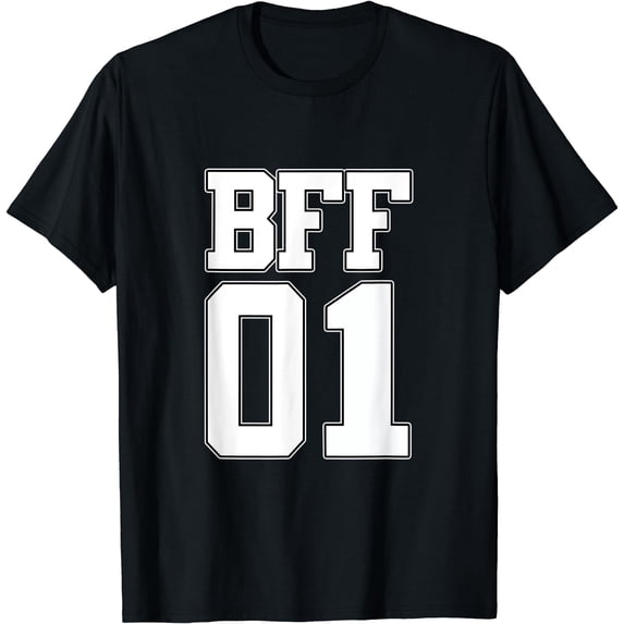 BFF 01 Best Friends Matching tee Bestie Friendship Day Gift T-Shirt Black Large