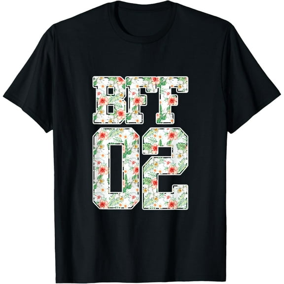 BFF 02 Best Friends Matching tee Bestie Friendship Day Gift T-ShirtMen and women, Black T-shirt, size: Extra large