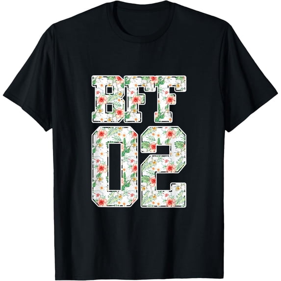BFF 02 Best Friends Matching tee Bestie Friendship Day Gift T-ShirtMen and women, Black T-shirt, size: Extra large