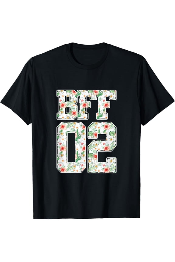 BFF 02 Best Friends Matching tee Bestie Friendship Day Gift T-ShirtMen and women, Black T-shirt, size: Extra large
