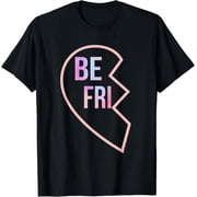 BFF 1 Heart in 2 Best Friends Matching 1st Part T-ShirtMen and women, Black T-shirt, size Extra large