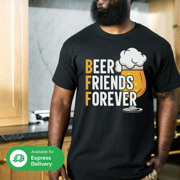 BFF Beer Friends Forever Shirt, Oktoberfest Shirt, Beer Drinking Shirt, Oktoberfest Men's Tee, Bavarian Festival Tee, Couples Beer Shirt (Colors:Black; Sizes:XL;)