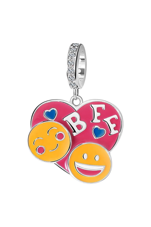 BFF Best Friend Charm European Bead Enamel Over Sterling Silver Ginger Lyne Collection