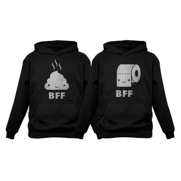 BFF - Funny Best Friends Matching Set Poop & Toilet Paper Matching Hoodies Toilet paper Black XX-Large / Poop Black XX-Large