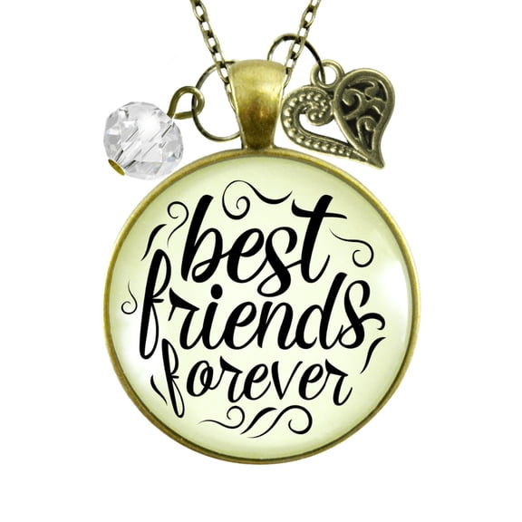 BFF Heart Gutsy Goodness Bronze Metal Necklace Best Friends Forever Adult Female Metal