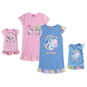 BFF & Me Girls' Pajamas - 2 Pack Nightgown with Matching Doll Dress (Size: 4-12)
