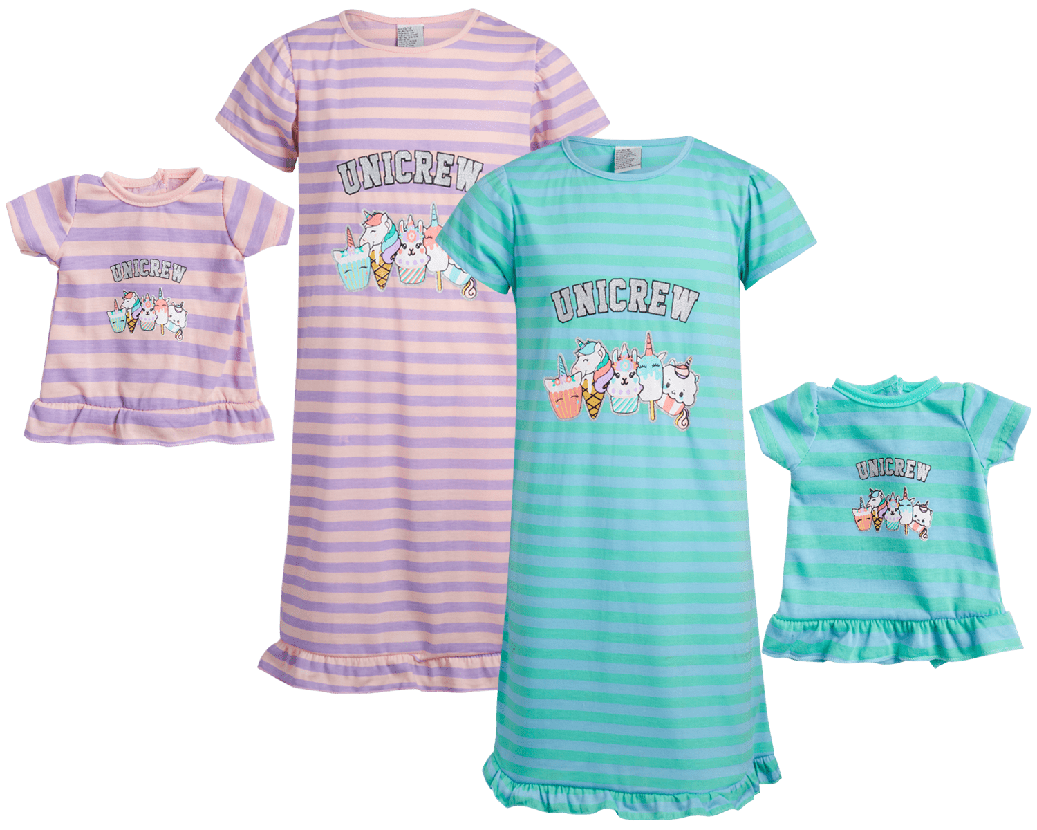 BFF & Me Girls' Pajamas 2 Pack Nightgown with Matching Doll Dress