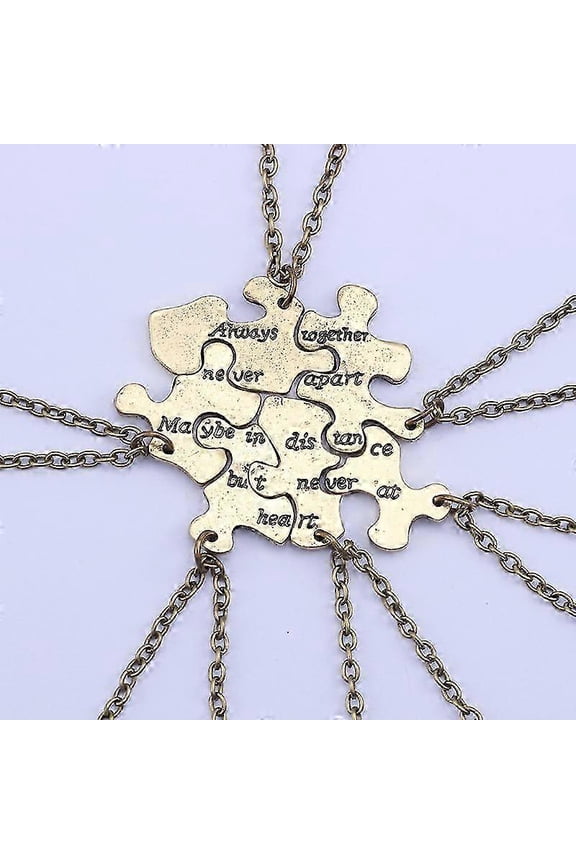BFF Necklace For 6 Stainless Steel Family Friendship Puzzle Sister Necklace Set