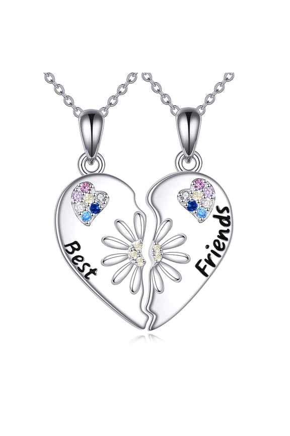 BFF Necklace for 2 925 Sterling Silver Daisy Matching Necklace BFF Friends Matching Jewelry Gifts
