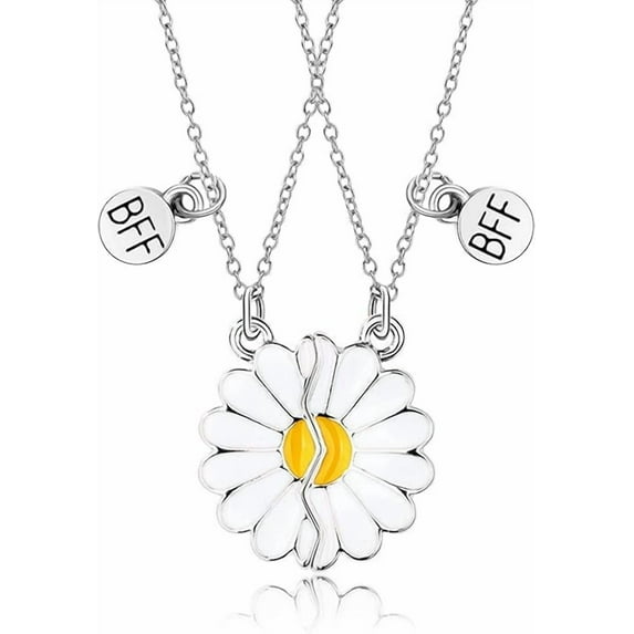 BFF Necklace for 2-Daisy Best Friend Necklace Friendship Necklace Best Friends Forever Necklaces Valentines Day Gifts