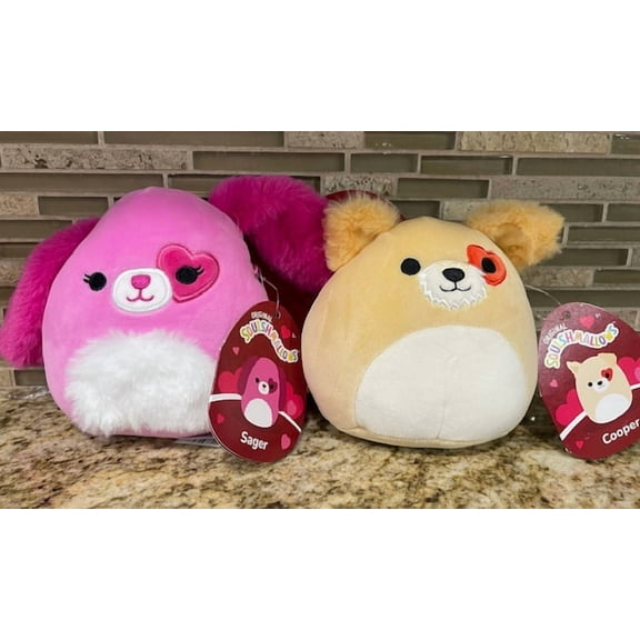 BFF PAIRS Squishmallows SAGER COOPER PUPPY DOGS Valentine's Plush