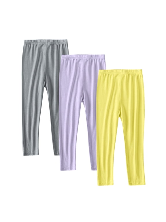 3 Pack Girls Modal Stretchy Leggings Pants Full Length Basic Leggings Stretchy Legging Footless Tight Pants