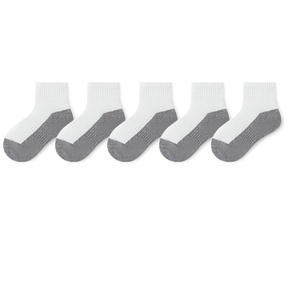 BFHHYA 5 Pack Girls Crew Socks Toddler Kids Athletic Mid Calf Socks Colorblock Soft Casual Cotton Socks For 2-12 Years