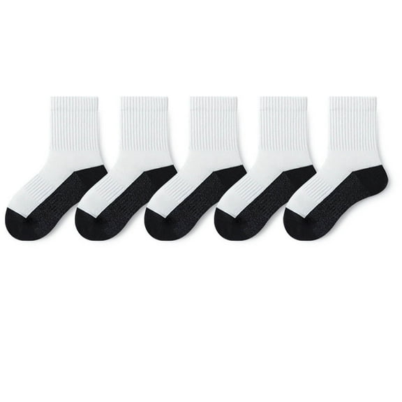 BFHHYA 5 Pack Toddler Kids Crew Socks Boys Girls Athletic Mid Calf Cotton Socks Cozy Uniform Socks For 2-12 Years
