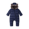thumbnail image 1 of BFHHYA 6-36 Months Baby Boys Girls Snowsuit Toddler Winter Warm Coat Thermal Fleece Lined Hooded Jumpsuit Front Zipper Footed One Piece Snow Suit, 1 of 9
