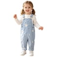 thumbnail image 1 of BFHHYA Baby Girls Overall Pants Adjustable Strap Sleeveless Jumpsuit Bottoms with Floral Embroidered Casual Front Button Suspender Trousers, 1 of 8