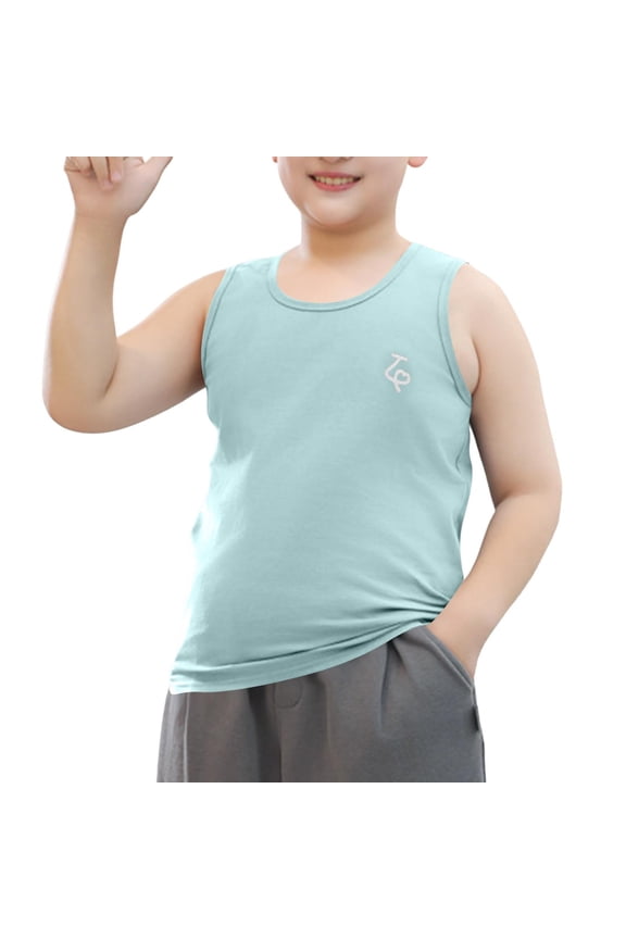 Big Boys Cotton Tank Tops Casual Crewneck Sleeveless Tanks Undershirts Summer Basic Undershirts for Boys Ages 9-15 Years