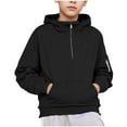 thumbnail image 1 of BFHHYA Boys (5-14Y) Quarter-Zip Hoodie Raglan-Sleeve Pullover Long Sleeve Solid Color Casual Sweatshirt with Pockets, for Family Hikes, 1 of 8